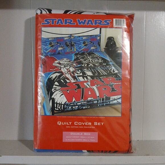 NOS Vintage 1990s Star Wars Quilt Cover Set Darth Vader 1997 Deadstock Double